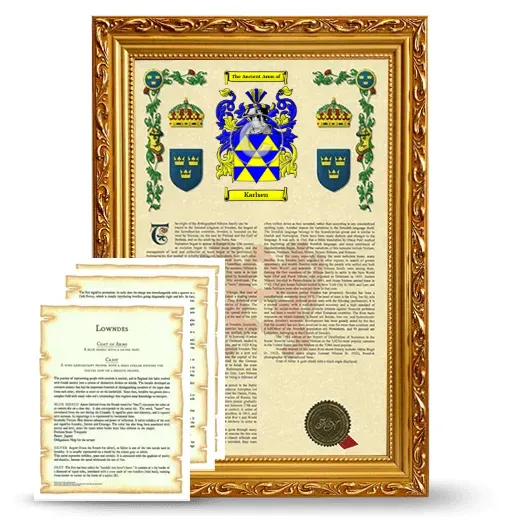 Karlsen Framed Armorial History and Symbolism - Gold