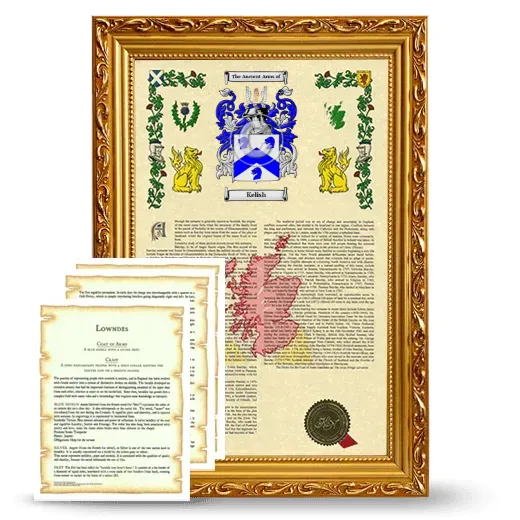 Kelish Framed Armorial History and Symbolism - Gold