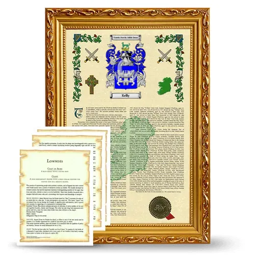 Kelly Framed Armorial History and Symbolism - Gold