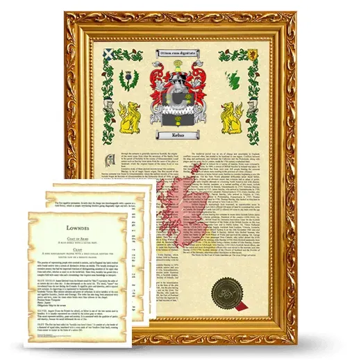 Kelso Framed Armorial History and Symbolism - Gold
