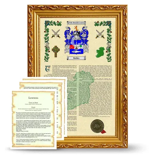 Kerlen Framed Armorial History and Symbolism - Gold