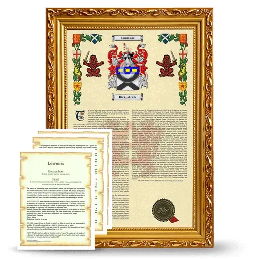 Kirkpatrick Framed Armorial History and Symbolism - Gold