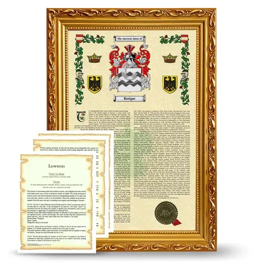 Kreiger Framed Armorial History and Symbolism - Gold
