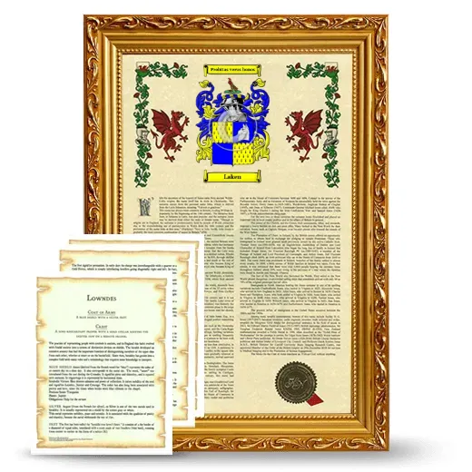 Laken Framed Armorial History and Symbolism - Gold