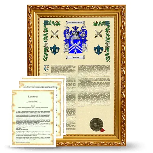Lamber Framed Armorial History and Symbolism - Gold