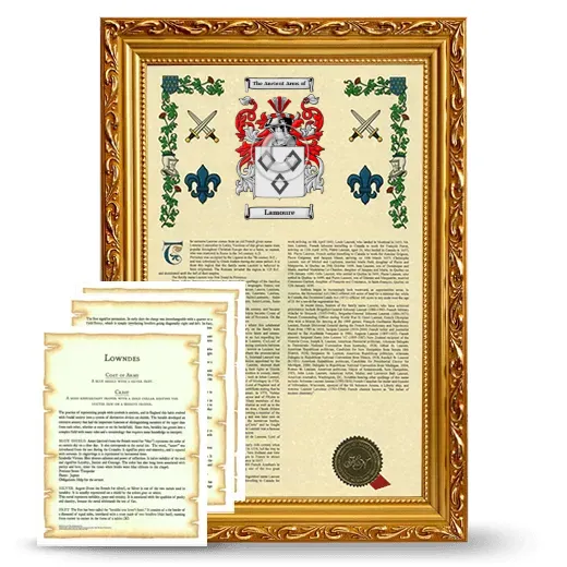 Lamoure Framed Armorial History and Symbolism - Gold