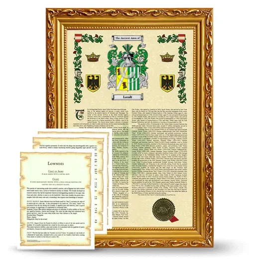 Landt Framed Armorial History and Symbolism - Gold