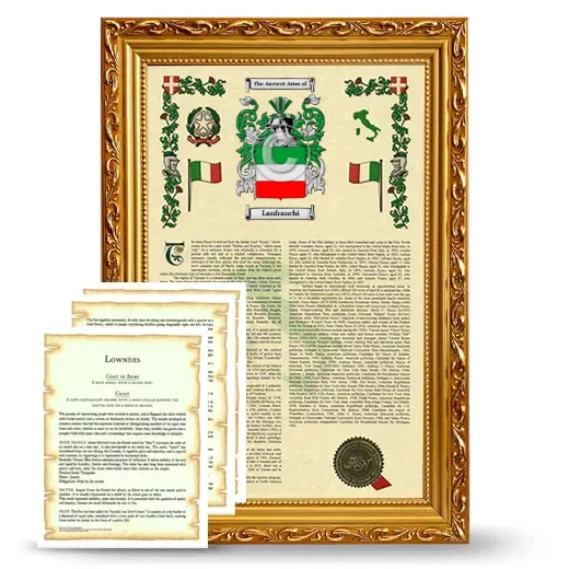 Lanfranchi Framed Armorial History and Symbolism - Gold