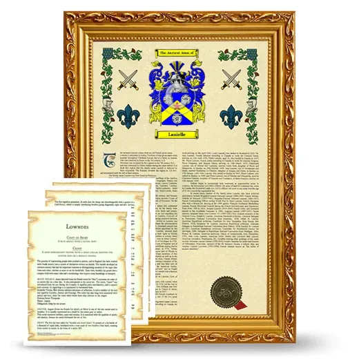 Lanielle Framed Armorial History and Symbolism - Gold