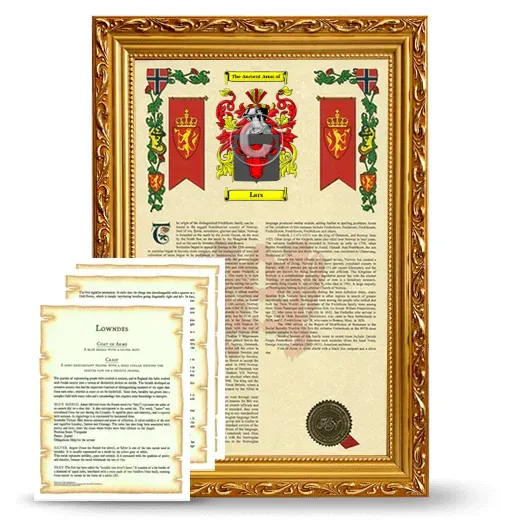 Lars Framed Armorial History and Symbolism - Gold