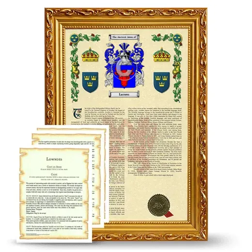 Larsen Framed Armorial History and Symbolism - Gold