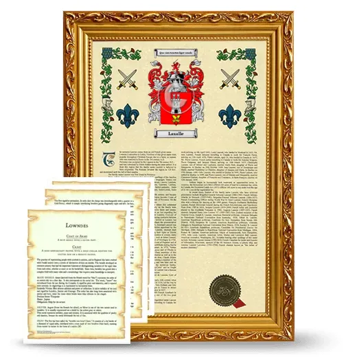Lasalle Framed Armorial History and Symbolism - Gold