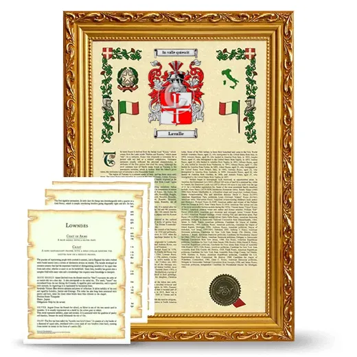 Lavalle Framed Armorial History and Symbolism - Gold