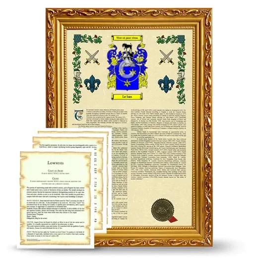 Le bas Framed Armorial History and Symbolism - Gold