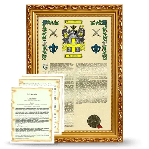 Le plessis Framed Armorial History and Symbolism - Gold