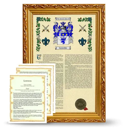 Lecavalier Framed Armorial History and Symbolism - Gold