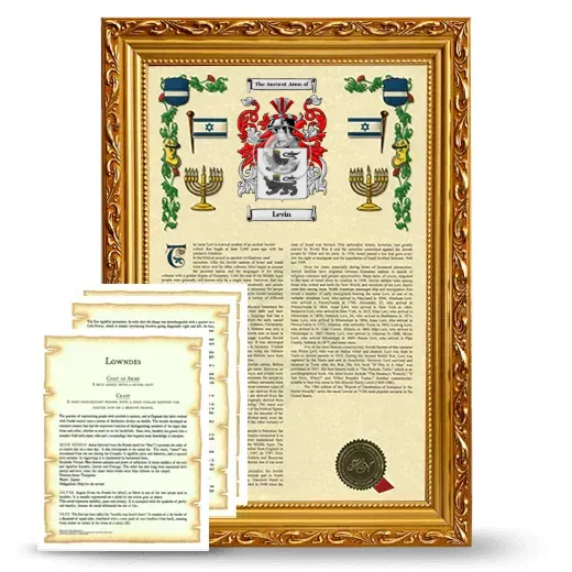 Levin Framed Armorial History and Symbolism - Gold
