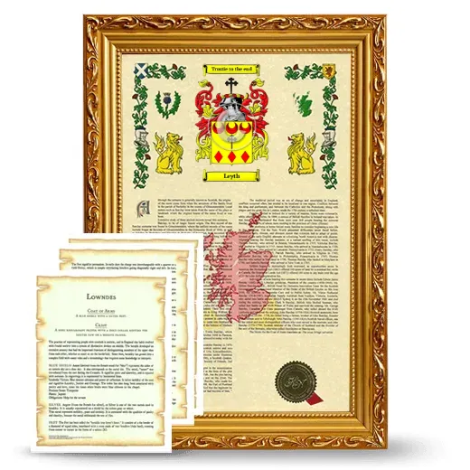 Leyth Framed Armorial History and Symbolism - Gold