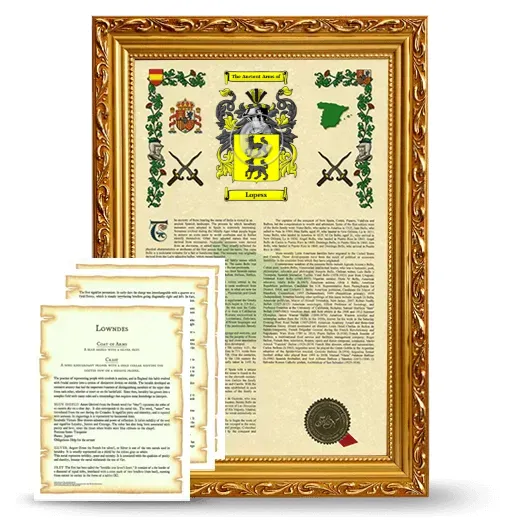 Lopess Framed Armorial History and Symbolism - Gold