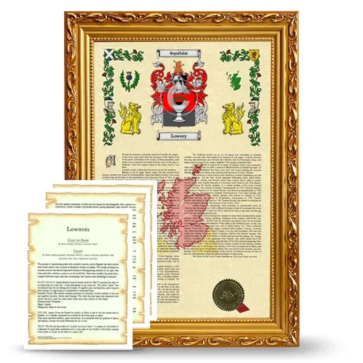 Lowery Framed Armorial History and Symbolism - Gold