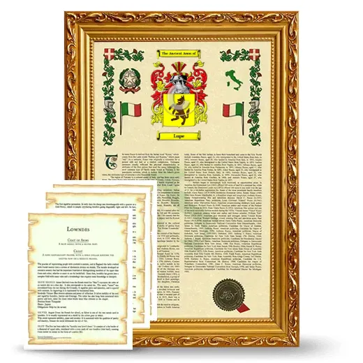 Lupe Framed Armorial History and Symbolism - Gold