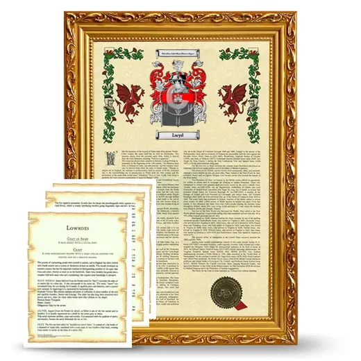 Lwyd Framed Armorial History and Symbolism - Gold