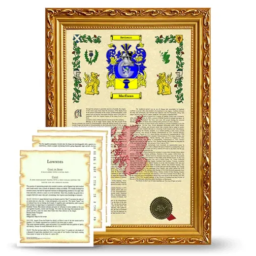MacEwan Framed Armorial History and Symbolism - Gold