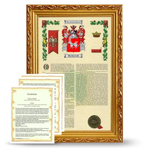 Maciejowski Framed Armorial History and Symbolism - Gold