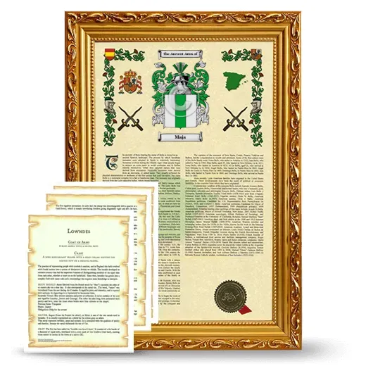 Maja Framed Armorial History and Symbolism - Gold