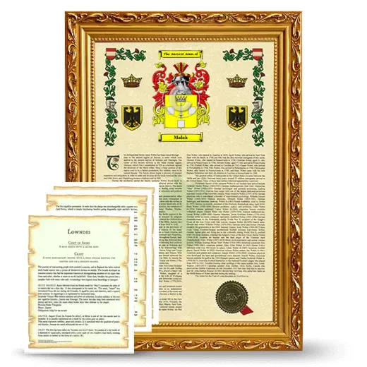 Malak Framed Armorial History and Symbolism - Gold