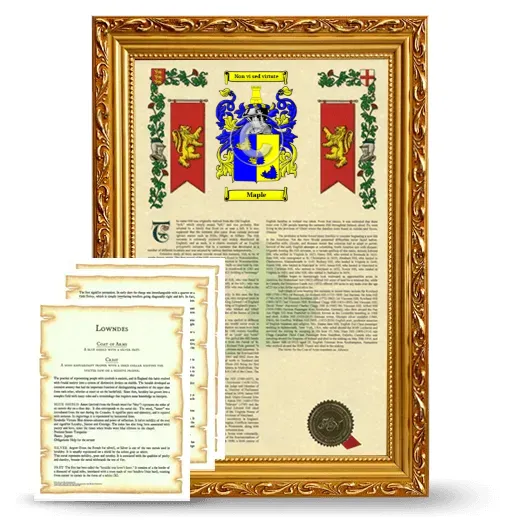 Maple Framed Armorial History and Symbolism - Gold