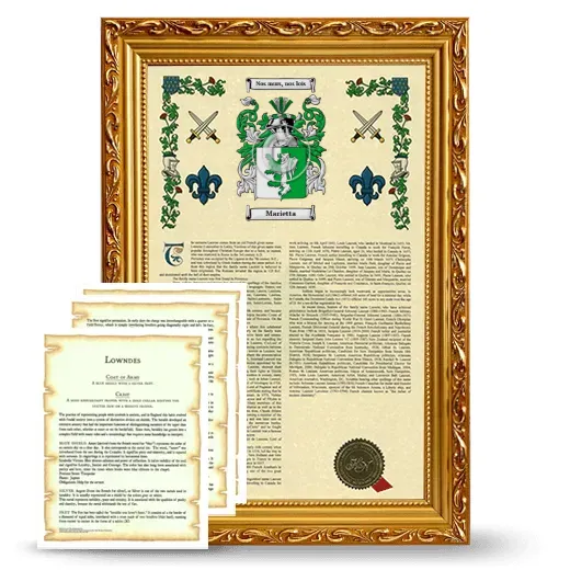 Marietta Framed Armorial History and Symbolism - Gold
