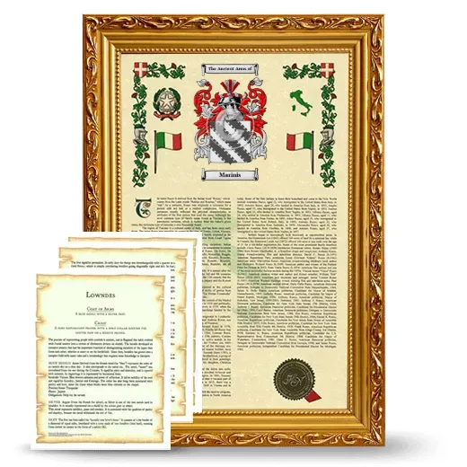 Marinis Framed Armorial History and Symbolism - Gold