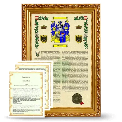 Marque Framed Armorial History and Symbolism - Gold