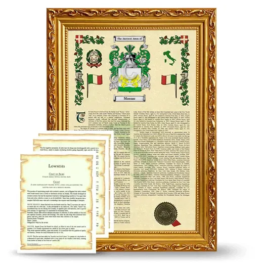 Massar Framed Armorial History and Symbolism - Gold