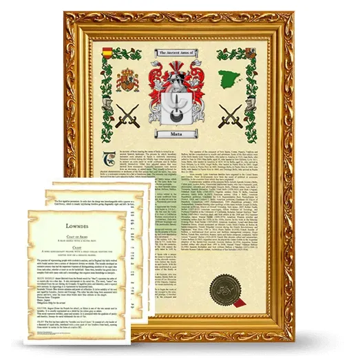 Mata Framed Armorial History and Symbolism - Gold