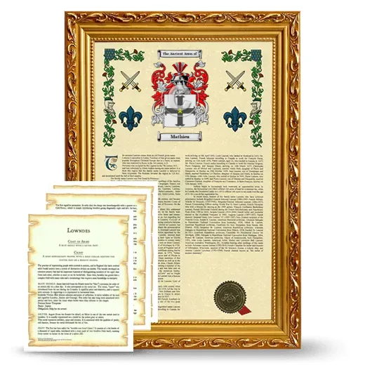 Mathieu Framed Armorial History and Symbolism - Gold