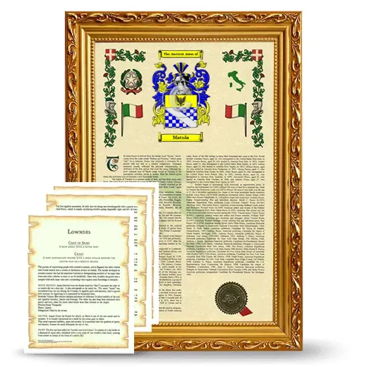 Matula Framed Armorial History and Symbolism - Gold