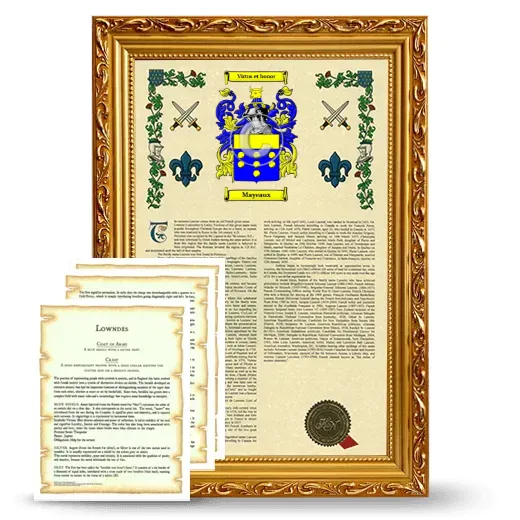 Mayeaux Framed Armorial History and Symbolism - Gold