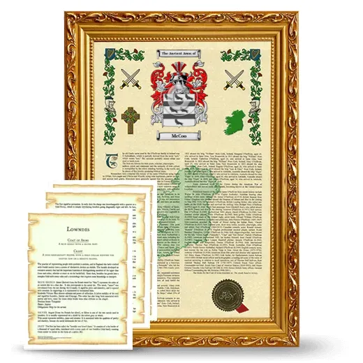 McCoo Framed Armorial History and Symbolism - Gold