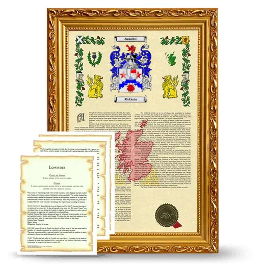 McGuin Framed Armorial History and Symbolism - Gold