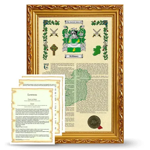 McKinney Framed Armorial History and Symbolism - Gold