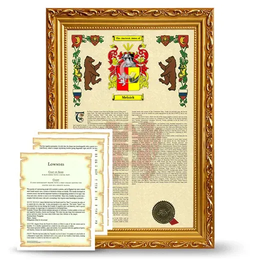 Melnick Framed Armorial History and Symbolism - Gold