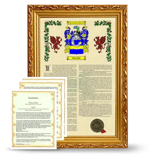 Merricks Framed Armorial History and Symbolism - Gold