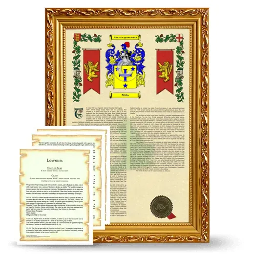 Miln Framed Armorial History and Symbolism - Gold