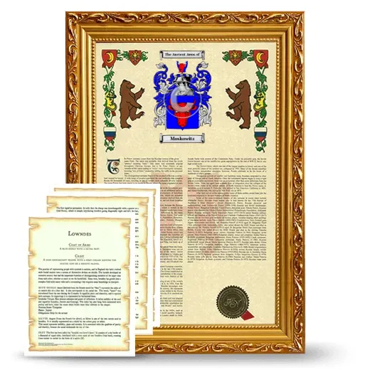 Moskowitz Framed Armorial History and Symbolism - Gold