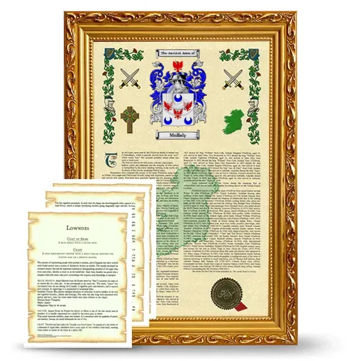 Mullaly Framed Armorial History and Symbolism - Gold