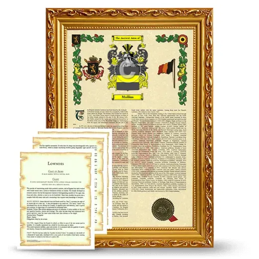 Mullins Framed Armorial History and Symbolism - Gold