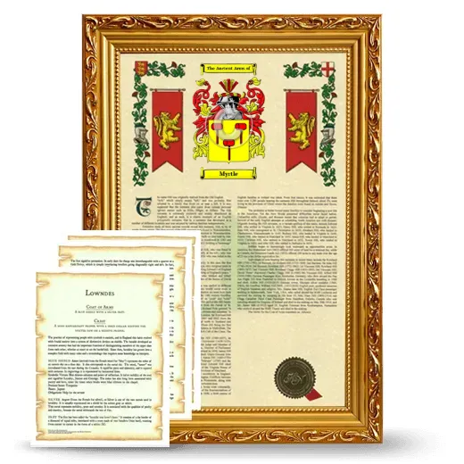 Myrtle Framed Armorial History and Symbolism - Gold