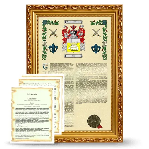 Nau Framed Armorial History and Symbolism - Gold